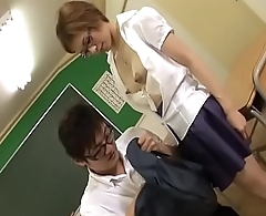Japanese teacher breastfeeds student and gets fucked