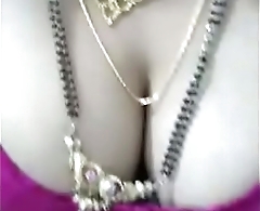 Desi couple was live with the addition of rubing her boobs (Desisip. Com)